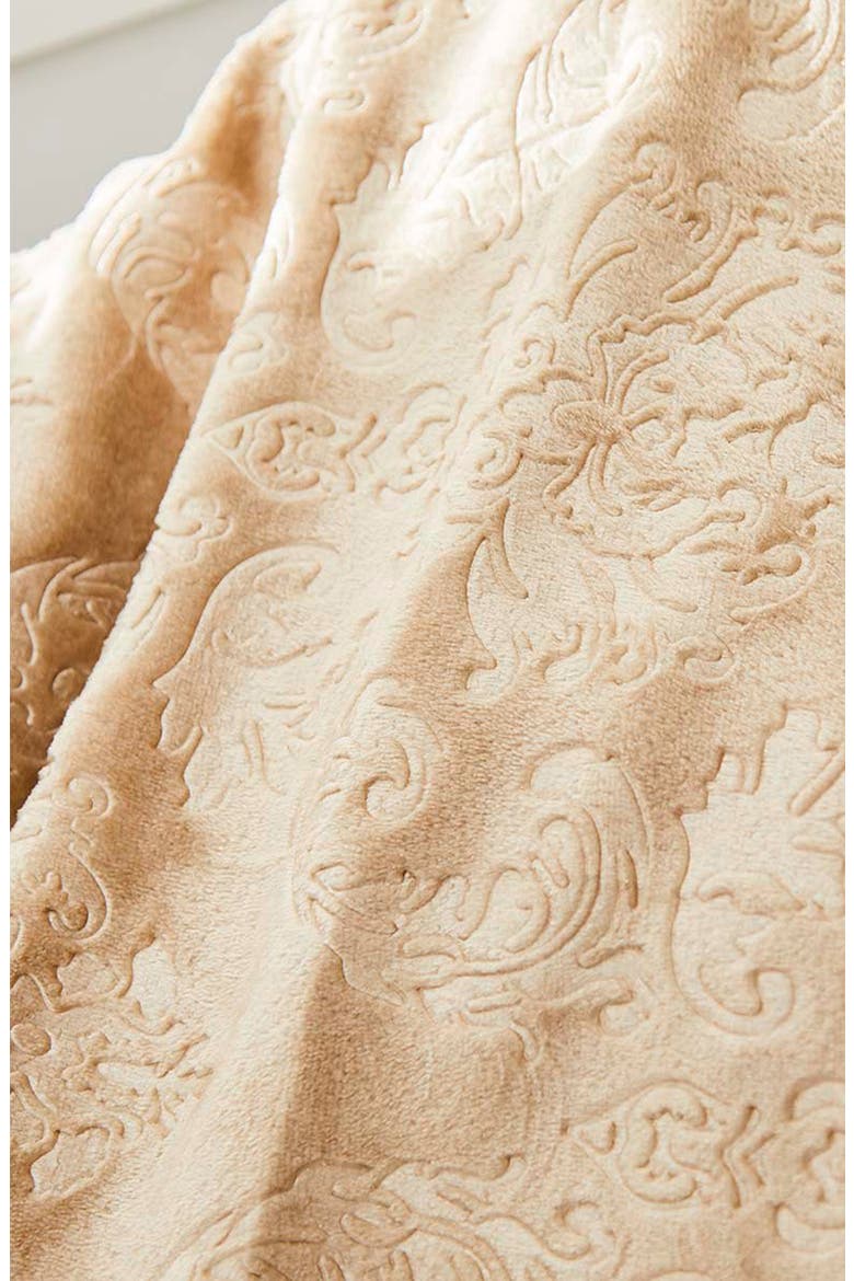 Contemporary Embossed Eiffel Tower Throw Blanket, Alternate, color, TAUPE