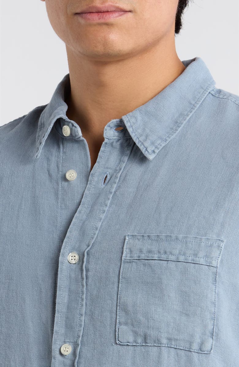 Citizens of Humanity Cairo Short Sleeve Linen Button-Up Shirt, Alternate, color, Stone Blue