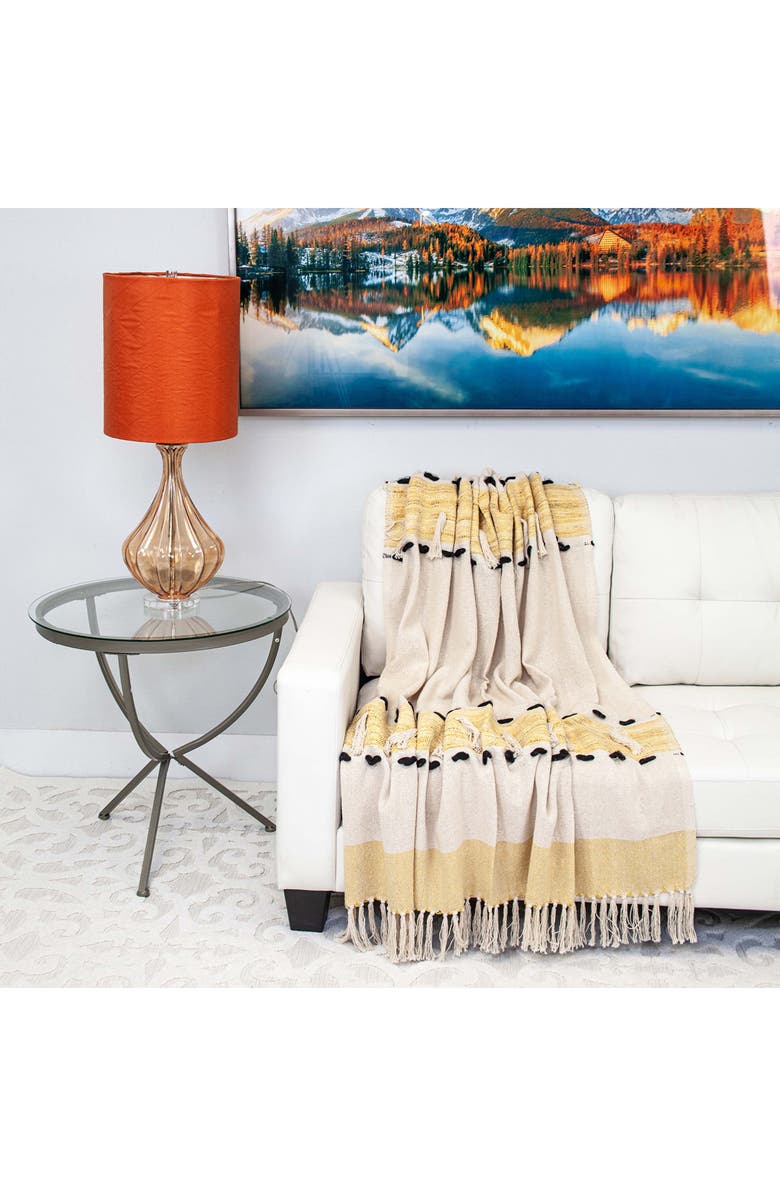 PARKLAND COLLECTION Inca Fringe Throw Blanket, Alternate, color, Yellow