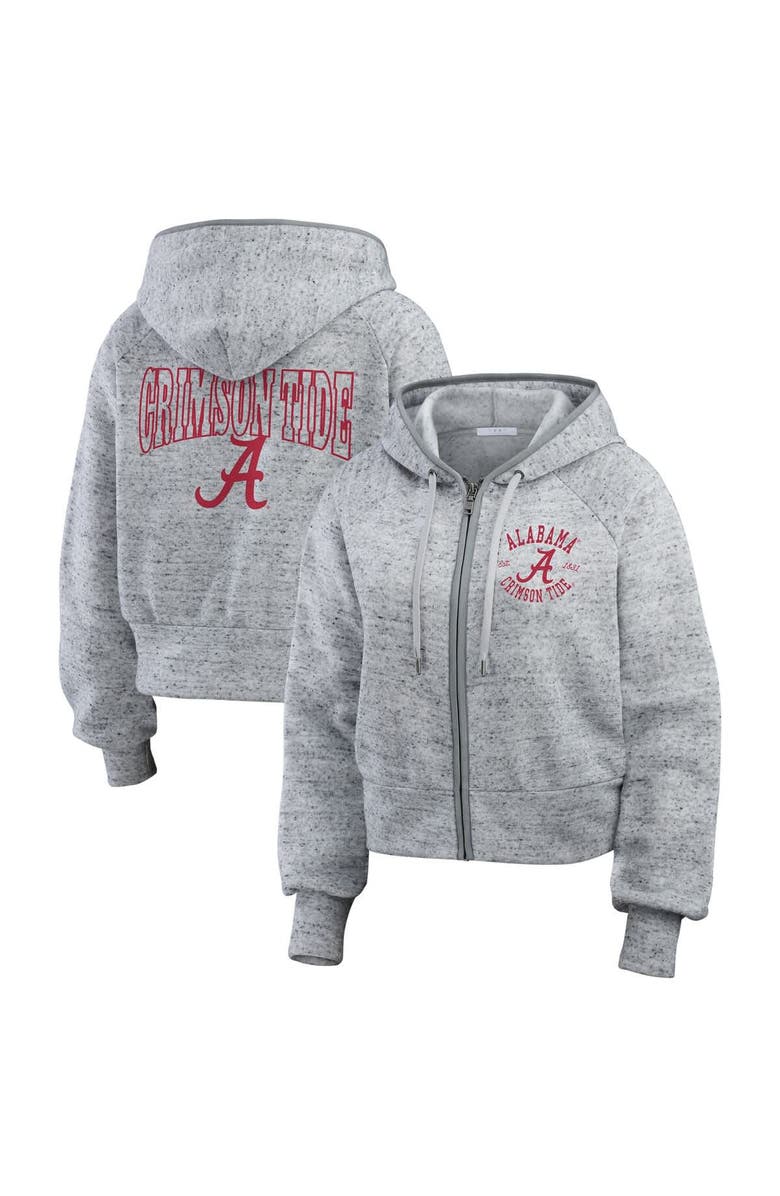 WEAR by Erin Andrews Women's WEAR by Erin Andrews Heather Gray Alabama Crimson Tide Wear Speckle Double-Hit Raglan Full-Zip Hoodie, Alternate, color, Heather Gray