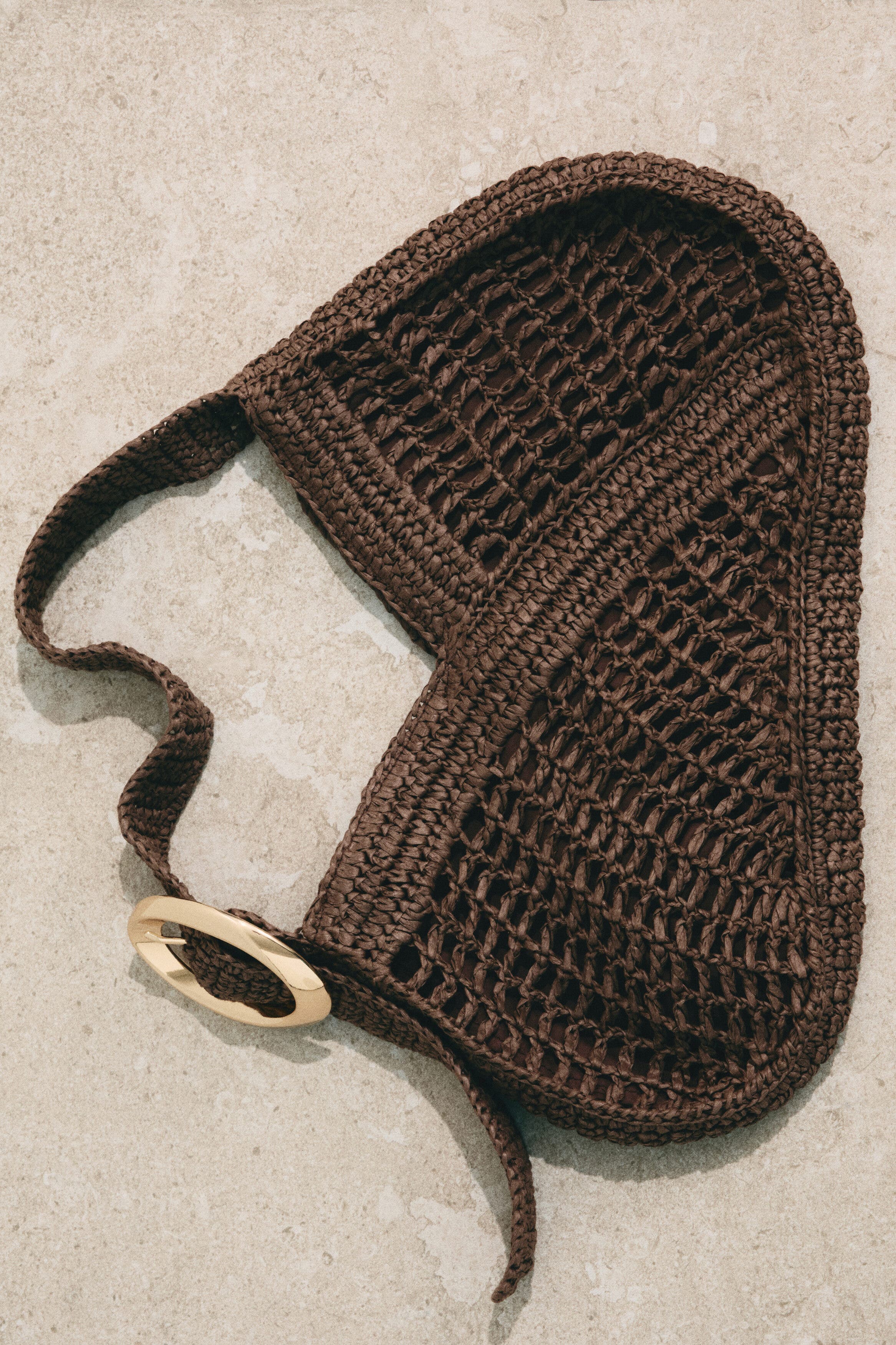 H&M Straw Shoulder Bag, Alternate, color, Brown