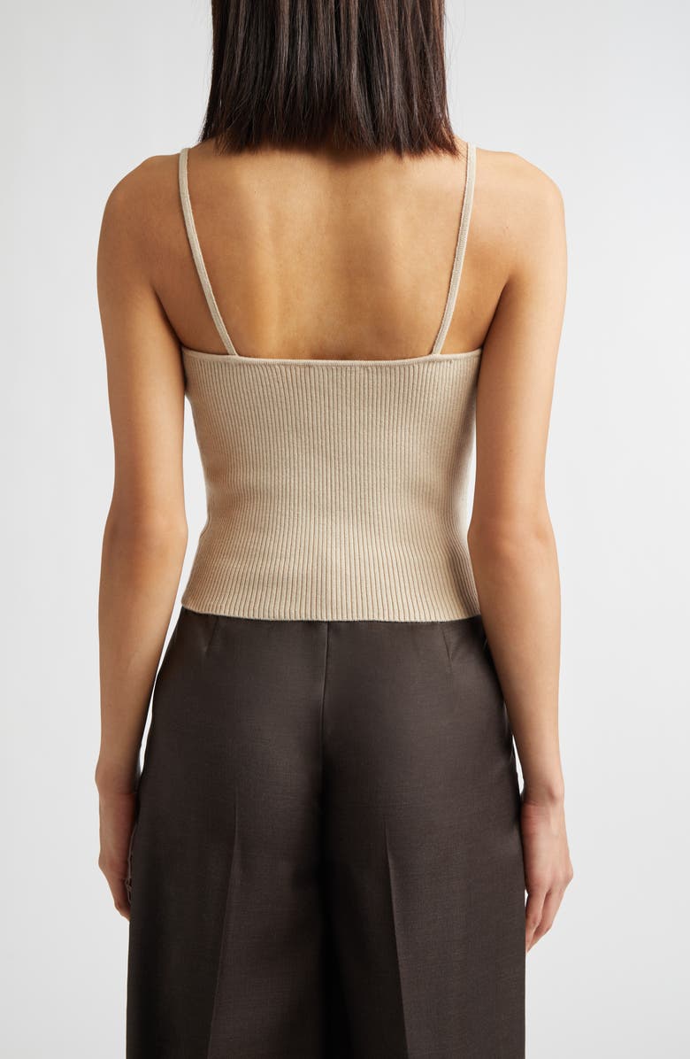 STAUD Soleil Wool & Cotton Rib Sweater Tank, Alternate, color, Fawn