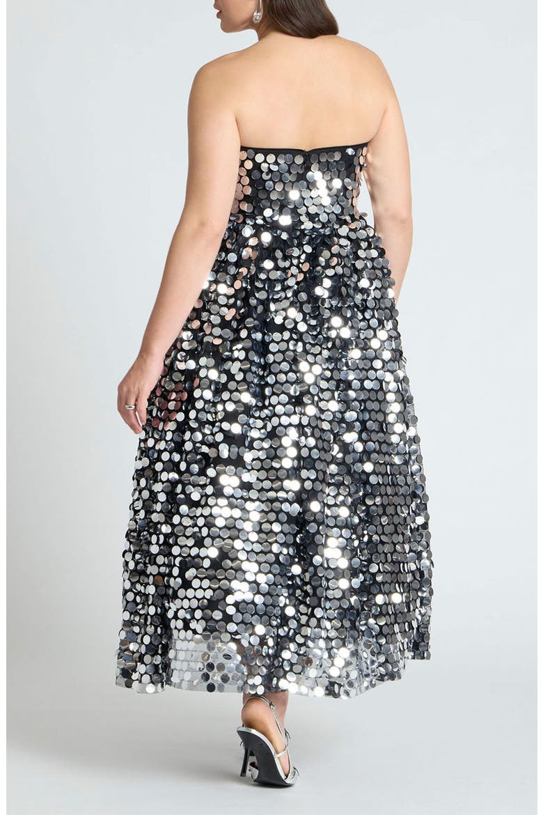 Paillette Dress With Big Skirt, Alternate, color, SILVER