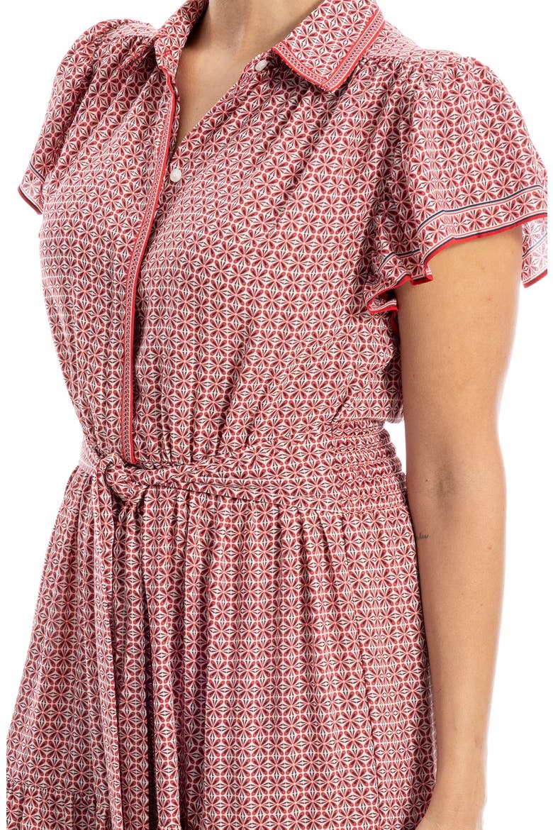 Floral Tie Front Shirtdress, Alternate, color, IVORY/ RED