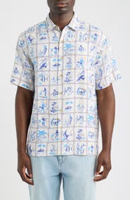Kahala Island Scenes Short Sleeve Button-Up Shirt