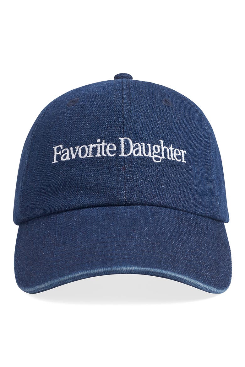 Classic Logo Cotton Denim Baseball Cap, Main, color, DARK WASH