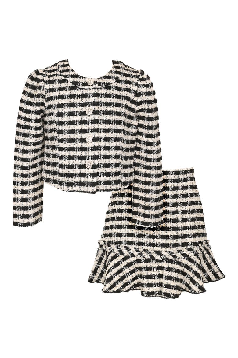Kids Bouclé Jacket & Skirt Set, Main, color, BLK/IVORY