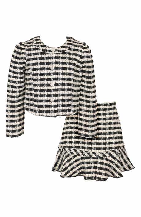 Zunie Kids Bouclé Jacket & Skirt Set