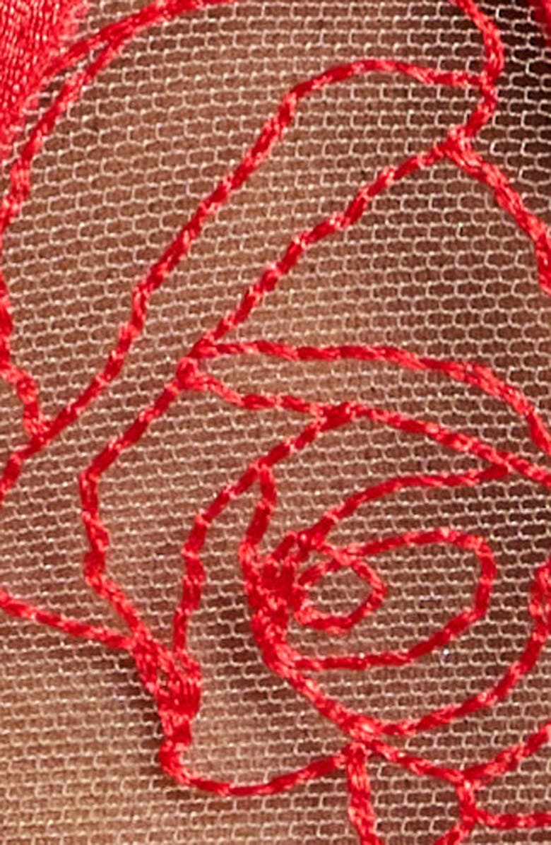 Bluebella Rosalie Embroidered Mesh Underwire Bra, Alternate, color, Red/ Sheer