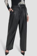 DKNY Pleated Faux Leather wide Leg Pants