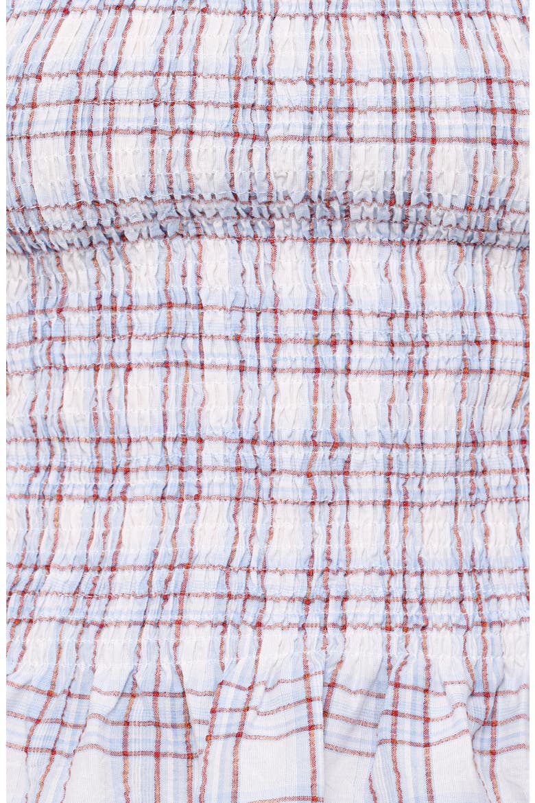 Callista Plaid Smocked Puff Sleeve Top, Alternate, color, LIGHT BLUE PLAID