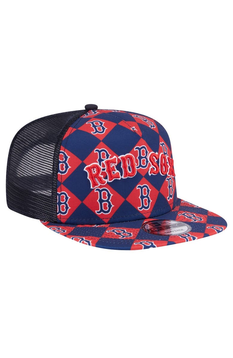 New Era Men's New Era Navy Boston Red Sox Seeing Diamonds A-Frame Trucker 9FIFTY Snapback Hat, Alternate, color, Navy