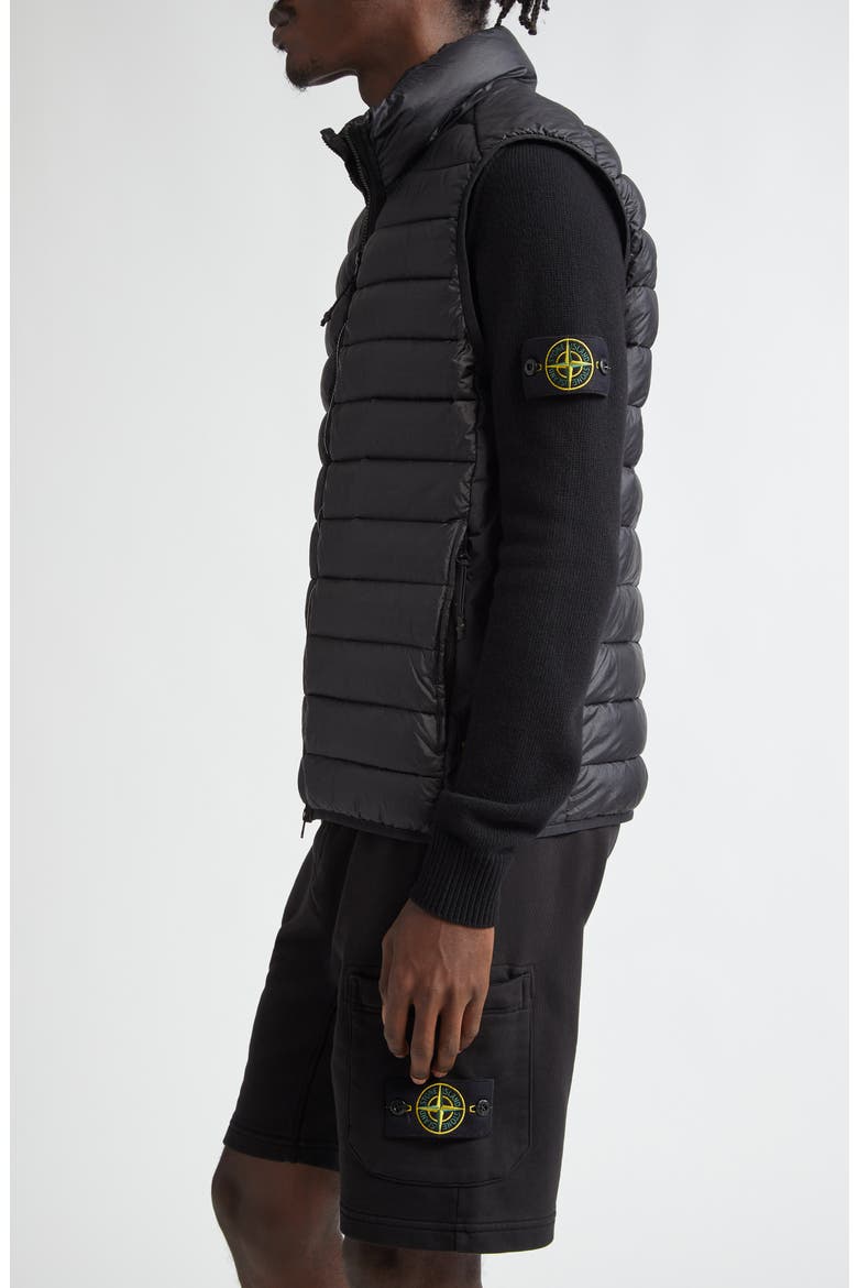 Nylon Down Puffer Vest, Alternate, color, BLACK