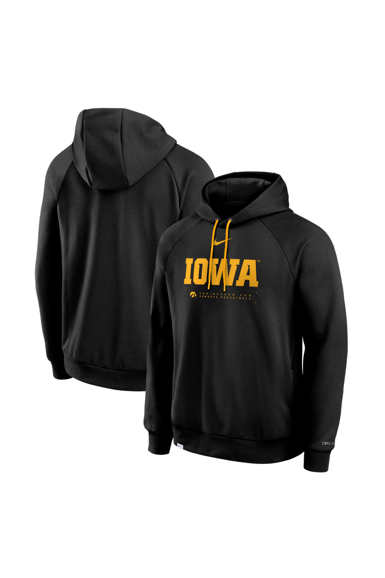 Men's Nike Black Iowa Hawkeyes 2025 Courtside Basketball Practice Raglan Dri-FIT Hoodie, Main, color, Black