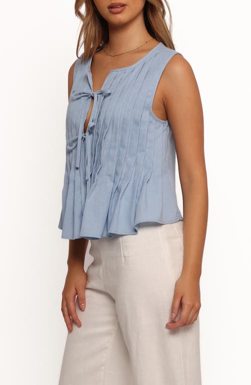 Petal And Pup Petal & Pup Delia Tie Front Pleat Tank In Blue