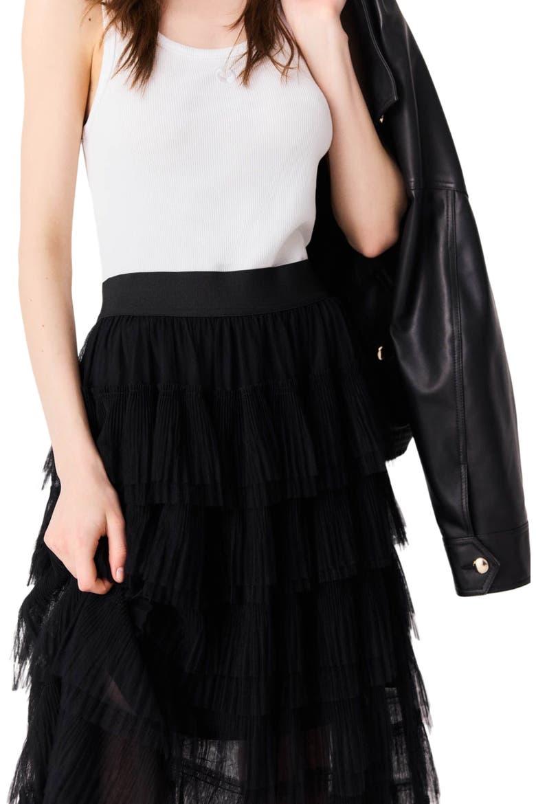 Tulle midi skirt, Main, color, BLACK