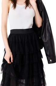 maje Tulle midi skirt
