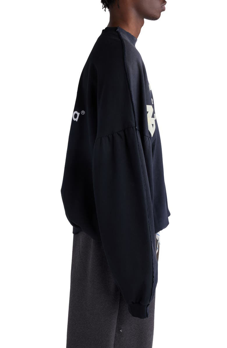 Balenciaga Double Front Oversize Embroidered Graphic Crewneck Sweatshirt, Alternate, color,