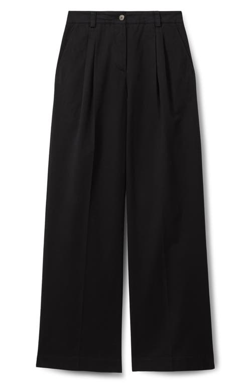 Reiss Astrid Front Pleat High Rise Wide Leg Pants In Washed Black