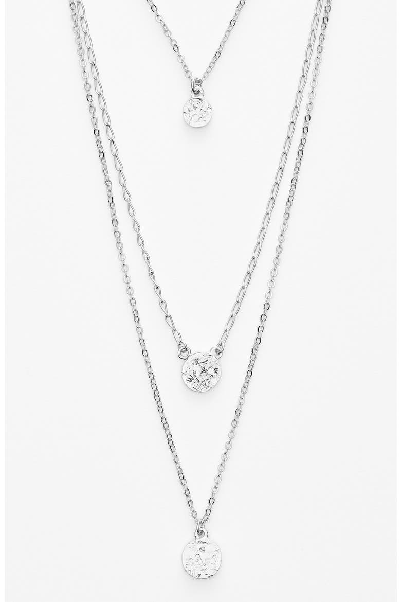 Three-Layer Disc Pendant Necklace, Alternate, color, SILVER