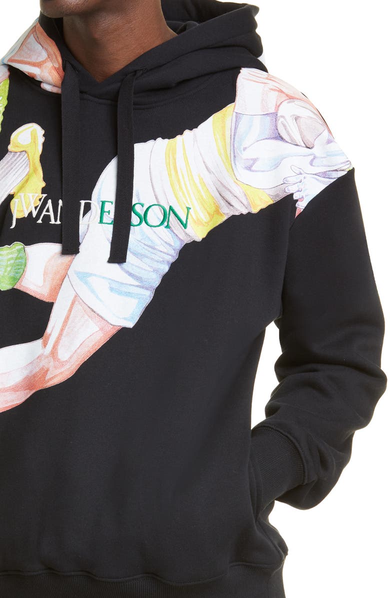 JW Anderson x Pol Anglada Embroidered Rugby Team Graphic Hoodie, Alternate, color, 