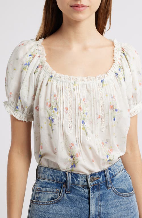 Shop Doen Dôen Frederica Floral Organic Cotton Top In Painted Bouquet