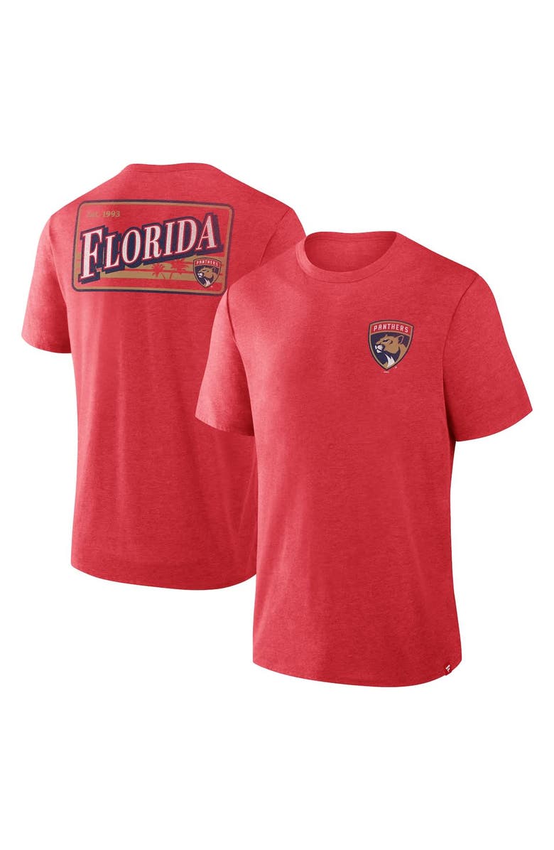 FANATICS Men's Fanatics Heather Red Florida Panthers Fan Lanes Tri-Blend T-Shirt, Main, color, Heather Red