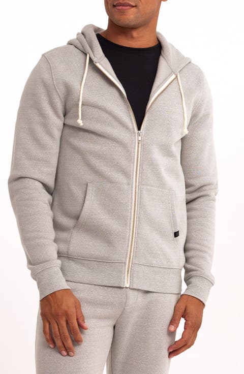 Trim Fit Heathered Fleece Zip Hoodie