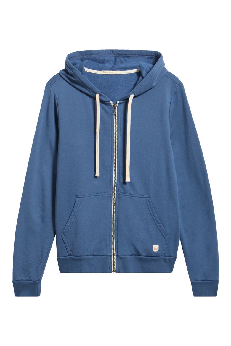 Afternoon Cotton Blend Zip Front Hoodie, Main, color, FADED NAVY