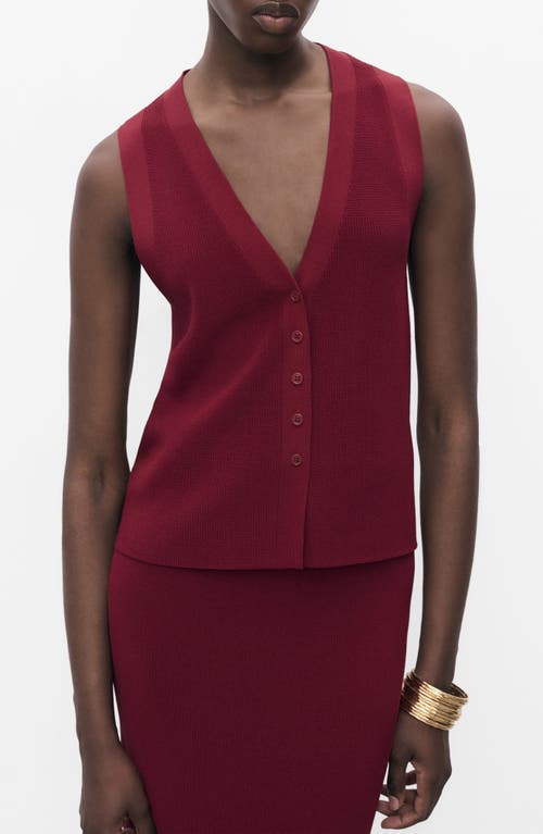 Mango Button Front Knit Vest In Red