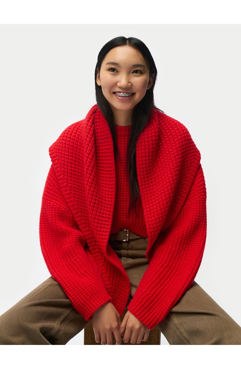 Gobi Cashmere Cashmere Cape Scarf, Alternate, color, Fiery Red