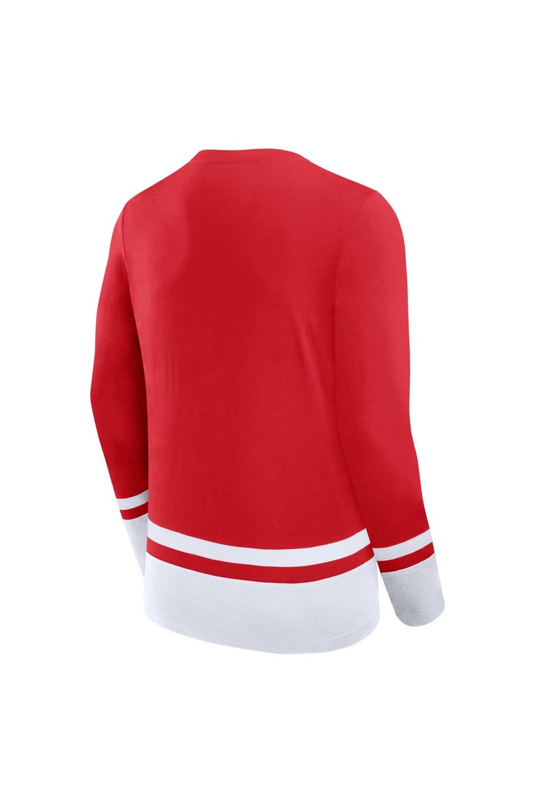 Men's Fanatics Branded Red Detroit Red Wings Back Pass Lace-Up Long Sleeve T-Shirt, Alternate, color, Red