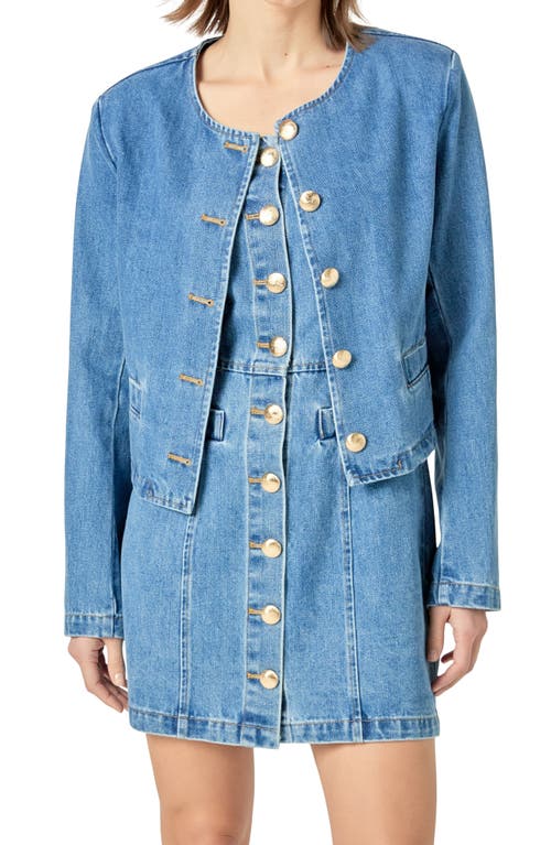 English Factory Crop Denim Jacket In Dark Denim
