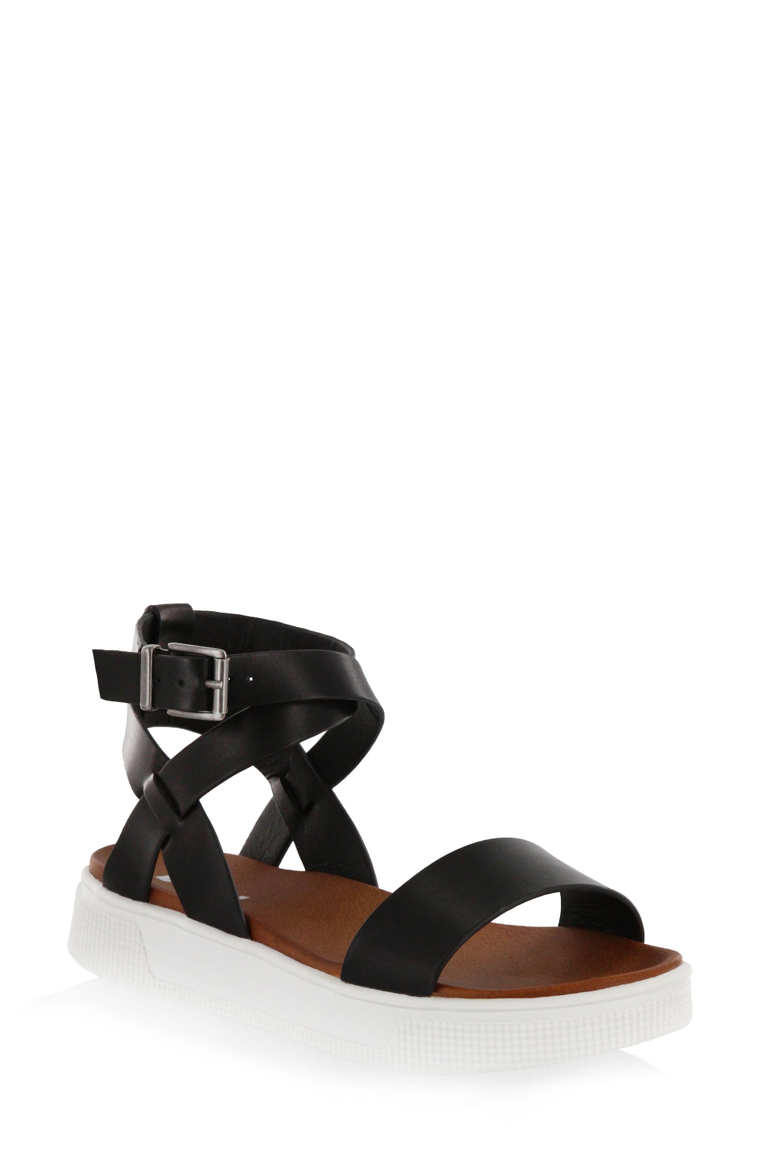 Calla Platform Sandal, Main, color, BLACK FAUX LEATHER