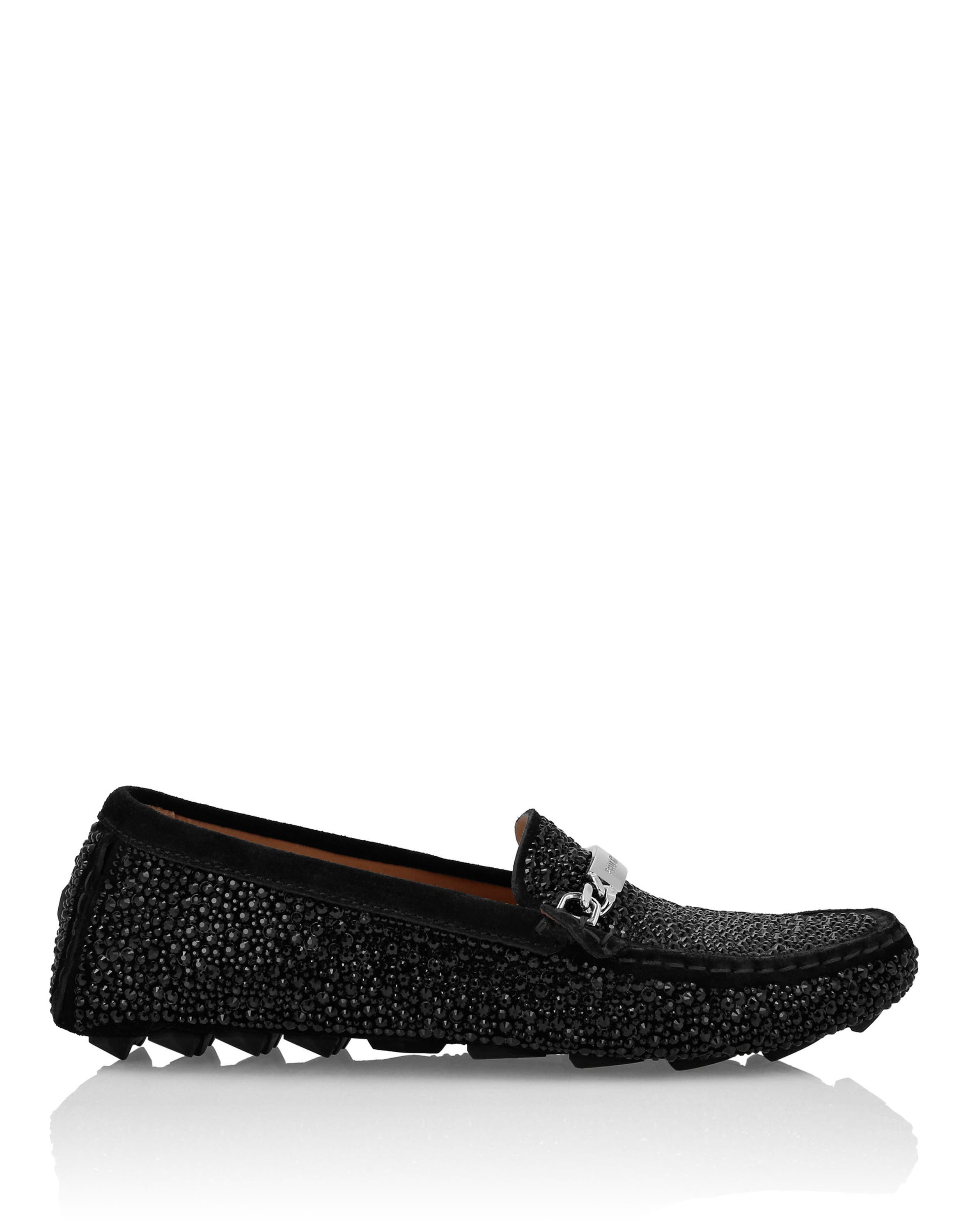 Suede Strass Moccasin Women, Alternate, color, black
