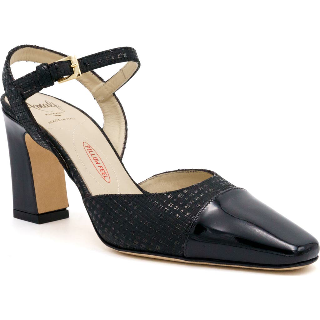 Amalfi By Rangoni Florentia Ankle Strap Cap Toe Pump In Black Software Black Vernice