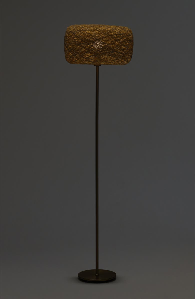 Brightech Rowan 66" LED Floor Lamp with Woven Thread Shade, Bulb Included, Alternate, color, Antique Brass