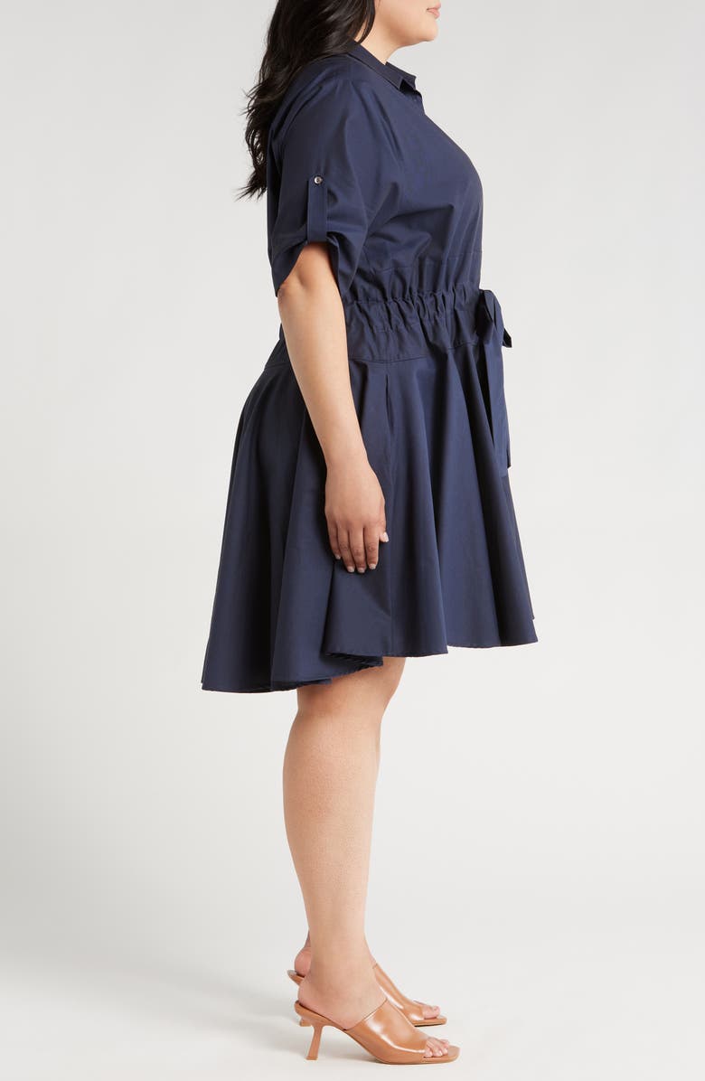 HARSHMAN Meadow Drawstring Waist Shirtdress, Alternate, color, Dark Navy