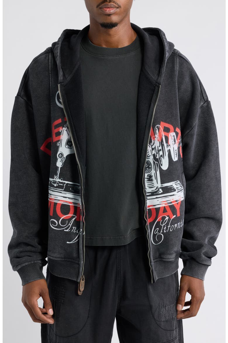Atelier Graphic Zip Hoodie, Alternate, color, VINTAGE BLACK