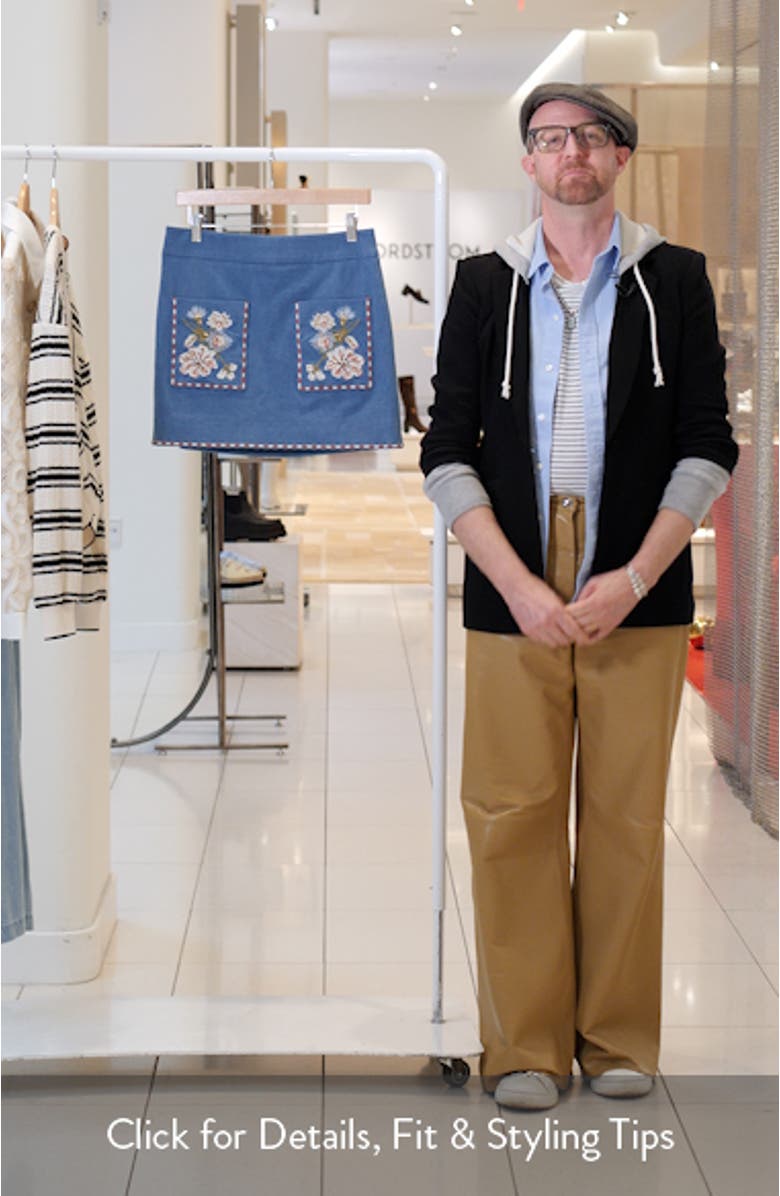 Pallas Embroidered Pocket Detail Stretch Cotton Skirt, sales video thumbnail