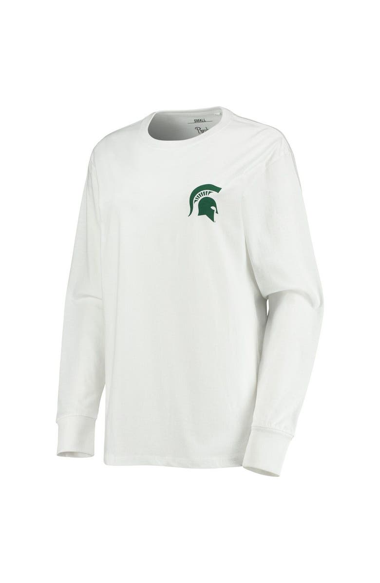 PRESSBOX Women's Pressbox White Michigan State Spartans Traditions Pennant Long Sleeve T-Shirt, Alternate, color, 