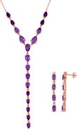 DELMAR Amethyst & White Topaz Earrings & Necklace Set