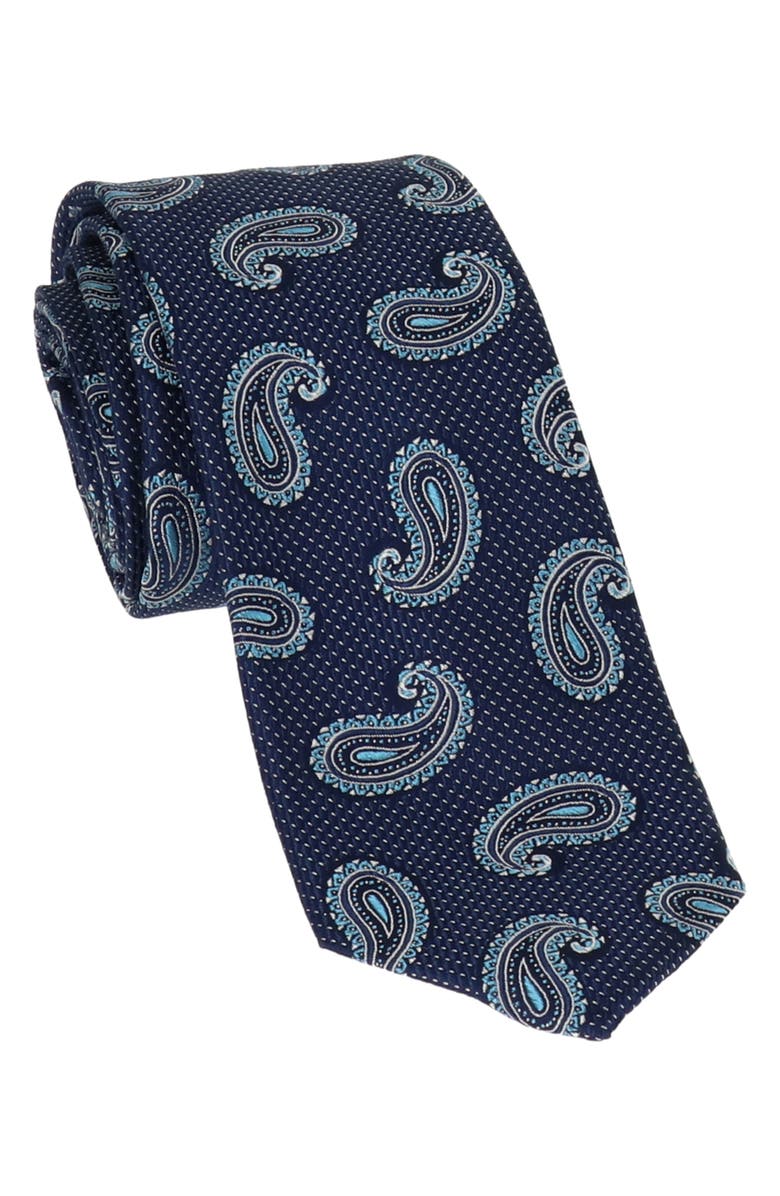 Scotch & Soda Navy Paisley Silk Tie, Main, color,