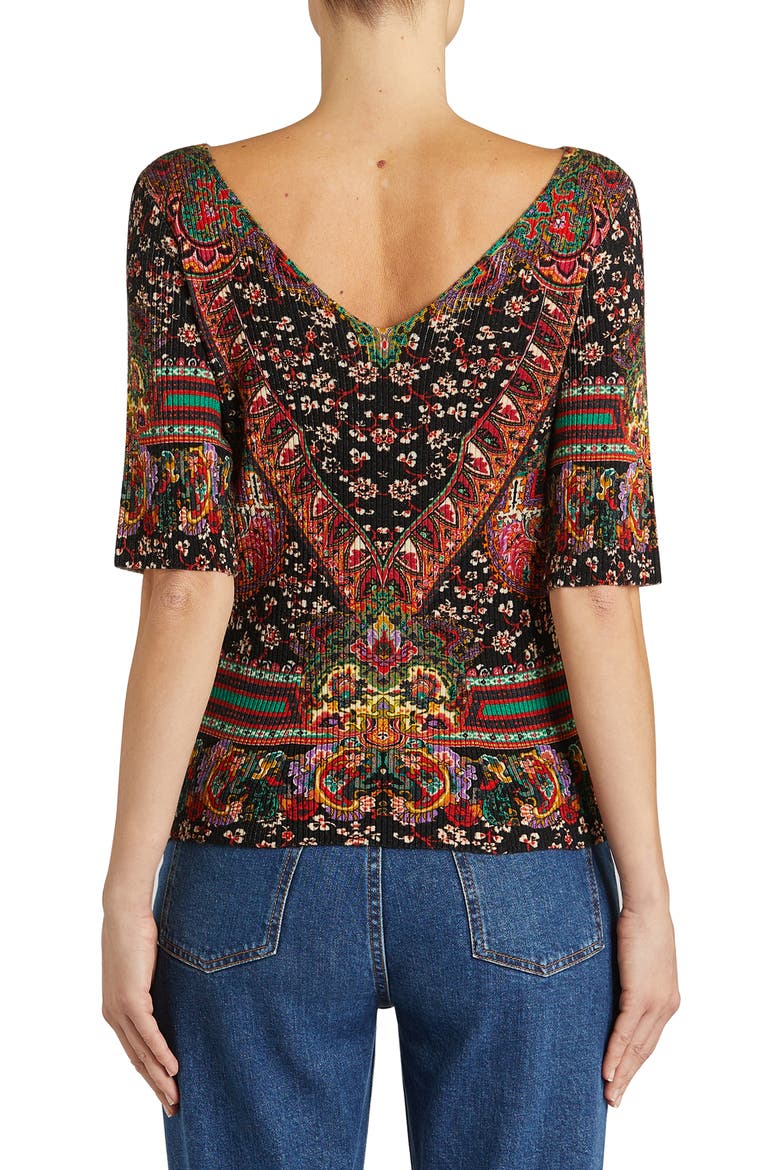 New Orleans Floral Paisley Rib Wool Sweater, Alternate, color, NERO