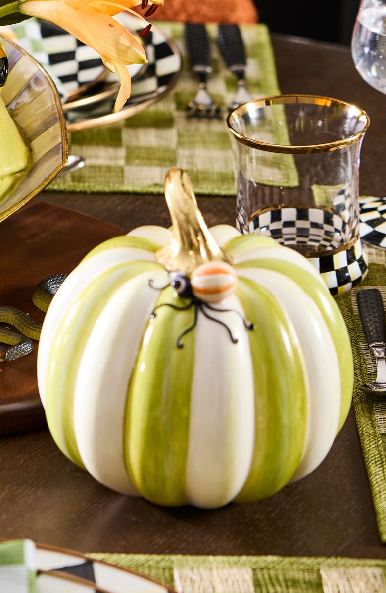 MACKENZIE CHILDS Fergal's Friend Spider On a Small Pumpkin, Alternate, color, Green