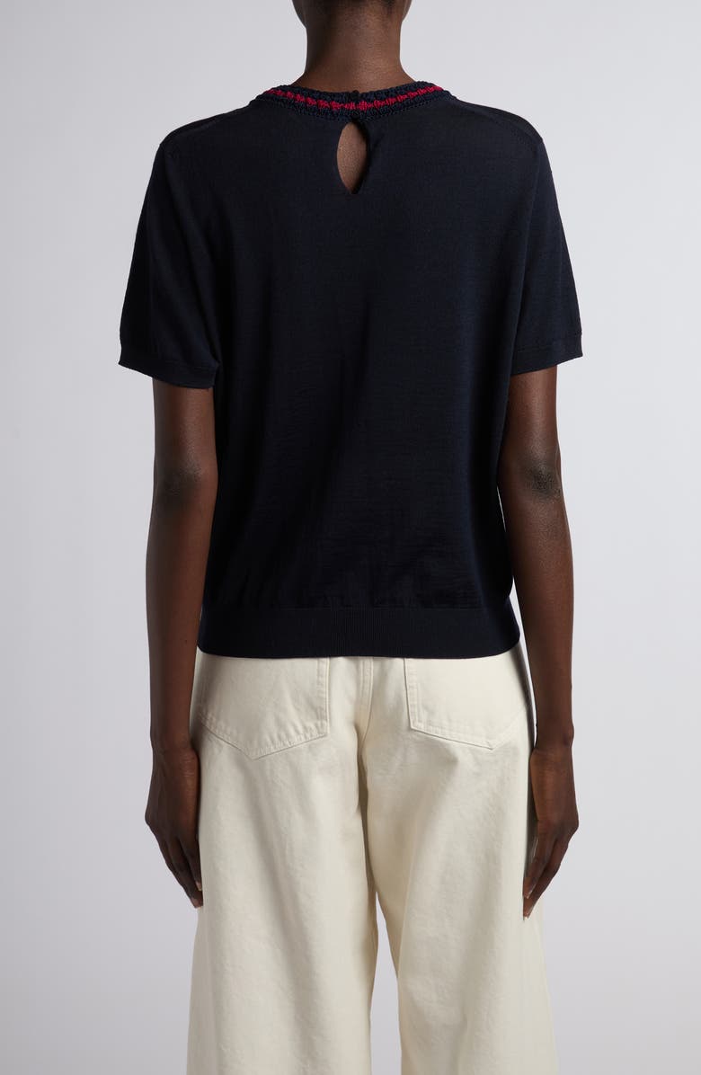 Moncler Embellished Virgin Wool Sweater, Alternate, color, Dark Navy Blue