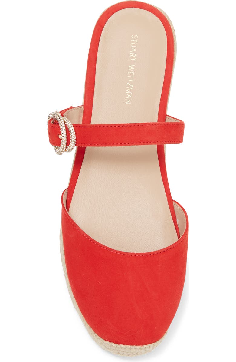 Stuart Weitzman Crystal Buckle Espadrille Mule, Alternate, color, Coral