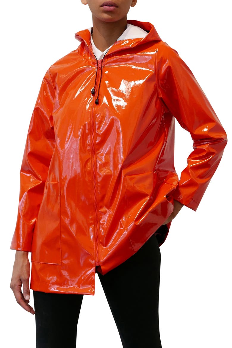 Hooded Rain Slicker, Main, color, SUNSET