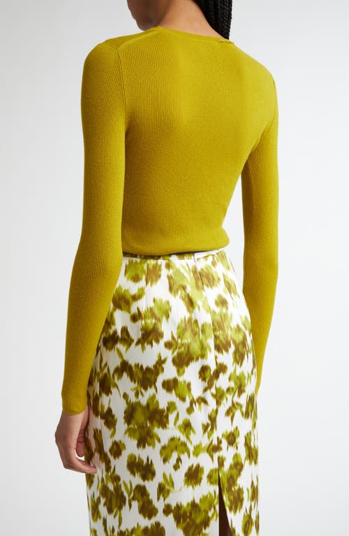 Michael Kors Hutton Ribbed Cashmere Pullover In Moss