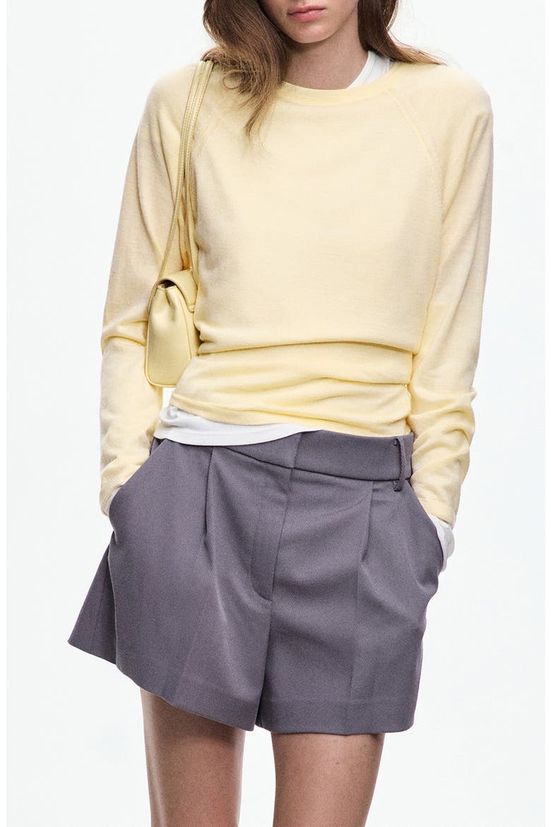 Tie Back Detail Crewneck Sweater, Main, color, PASTEL YELLOW